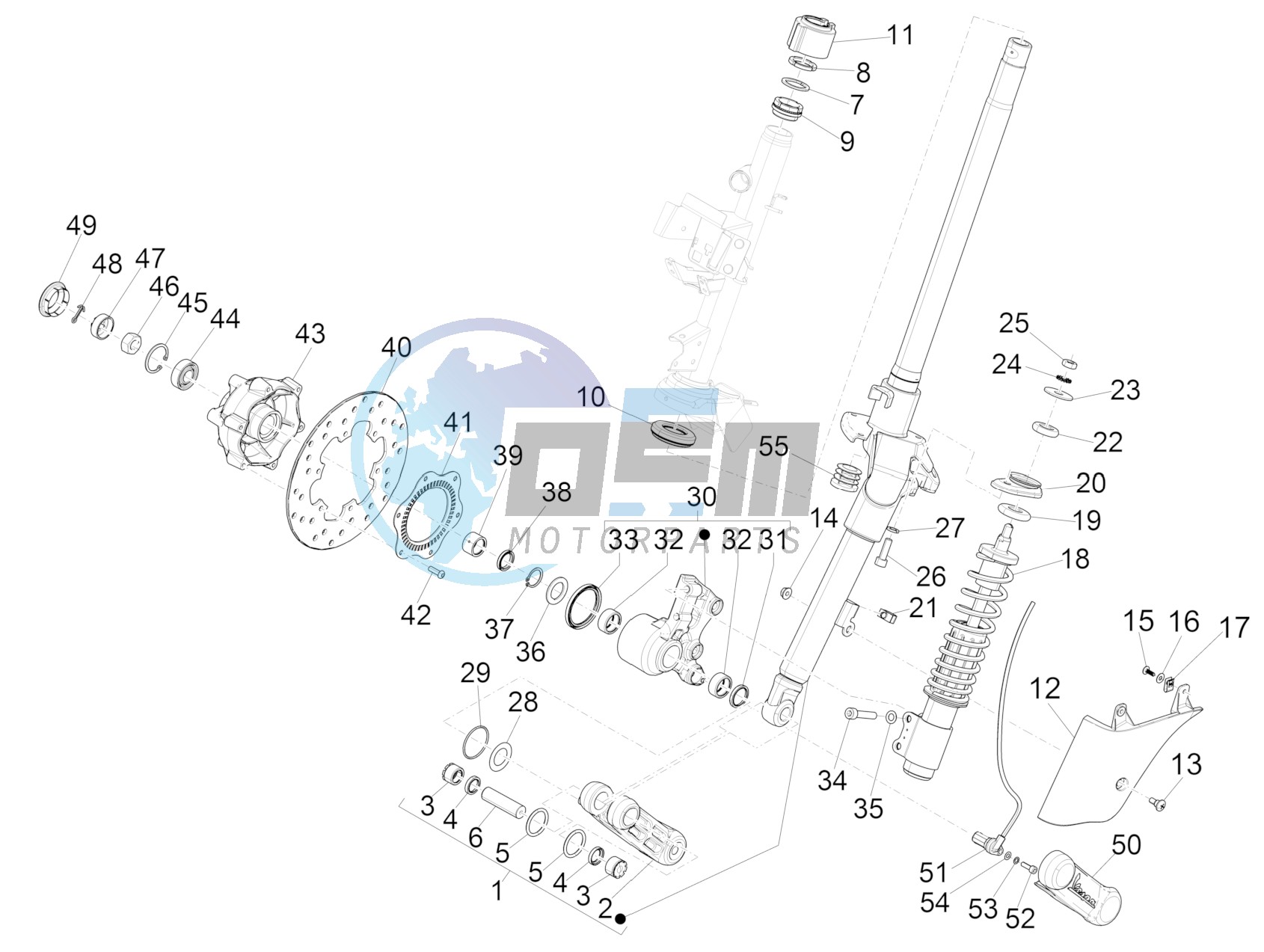 Fork/steering tube - Steering bearing unit