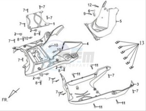 X'PRO 125 drawing FOOTREST / FRAME COWLING