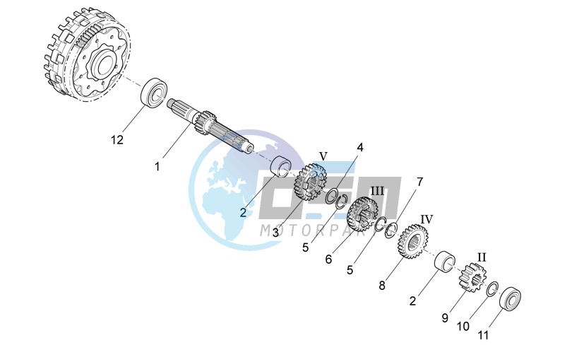 Primary gear shaft