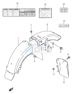 GN250 (E2) drawing REAR FENDER (MODEL T W X)