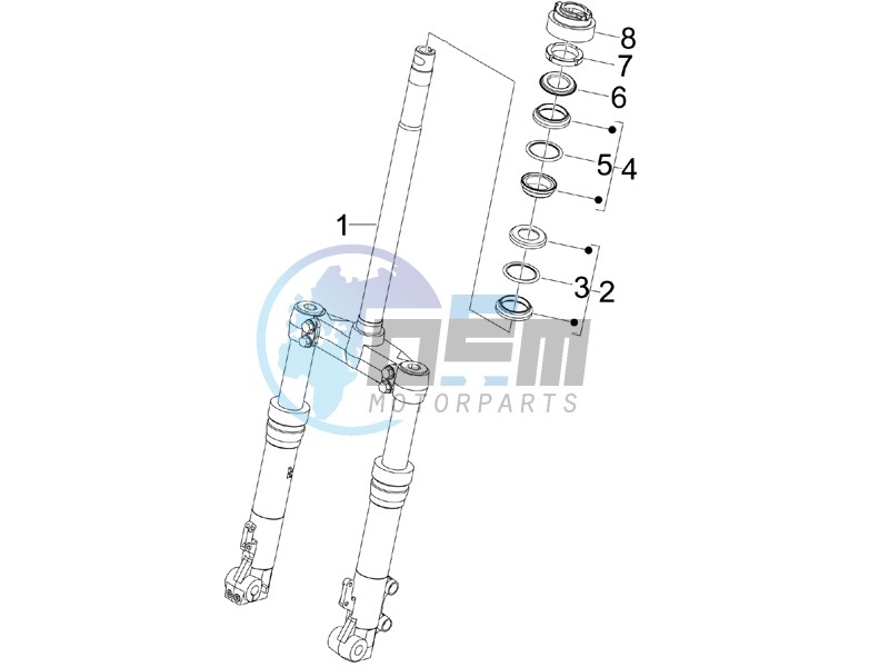 Fork steering tube - Steering bearing unit