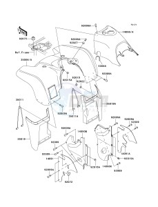 KVF 400 D [PRAIRIE 400] (D1-D4) [PRAIRIE 400] drawing FRONT FENDER-- S- -