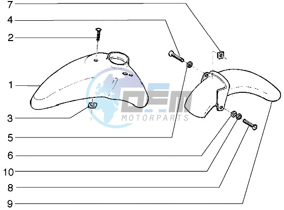 Front and rear mudguard