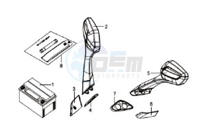 GTS 125 EFI drawing MIRRORS L / R / BATTERY