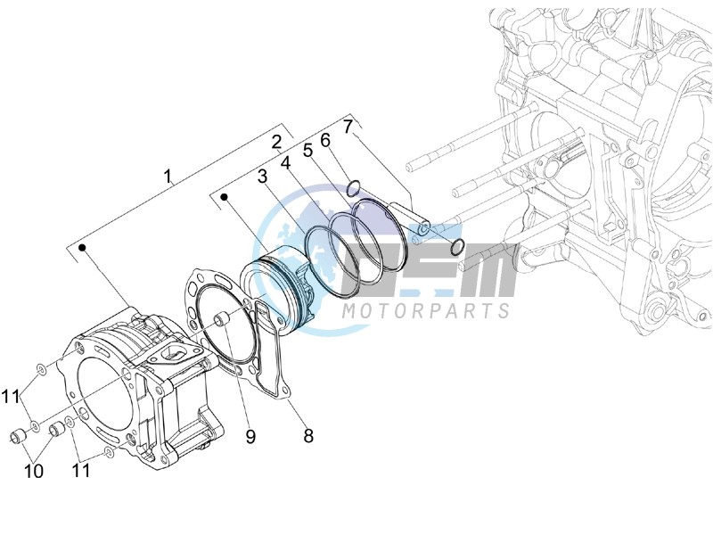 Cylinder - piston - wrist pin unit