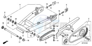 CB1300SA9 UK - (E / ABS BCT MKH MME TWO) drawing SWINGARM/CHAIN CASE