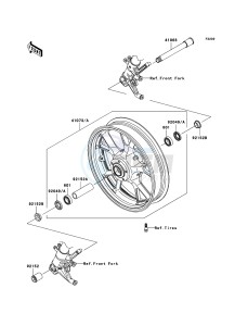 ZZR1400 ABS ZX1400B6F FR GB XX (EU ME A(FRICA) drawing Front Hub