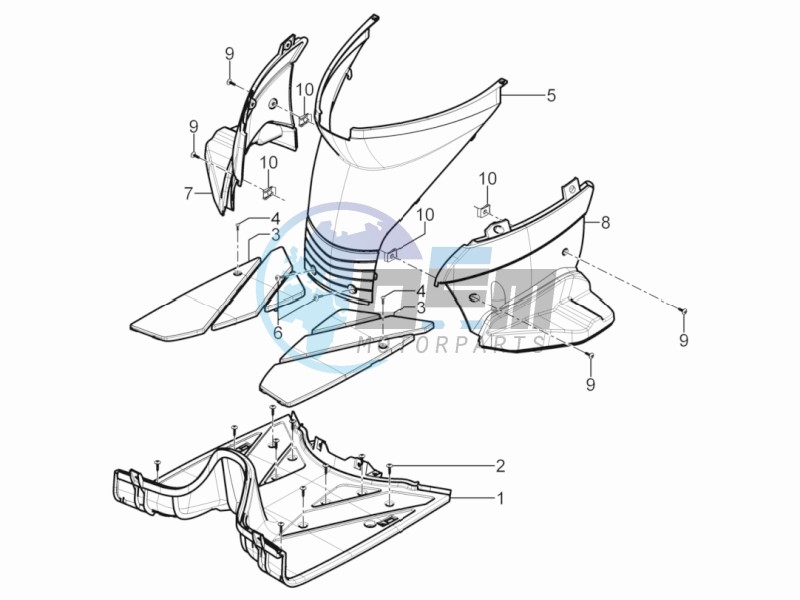 Central cover - Footrests