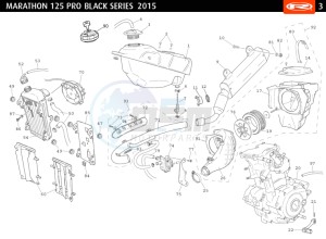 MARATHON-125-PRO-BLACK-SERIES drawing COMPLETE ENGINE - EXHAUST - FUEL TANK