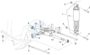 Scarabeo 50 2t e2 (eng. piaggio) drawing R.shock absorber-connect. Rod