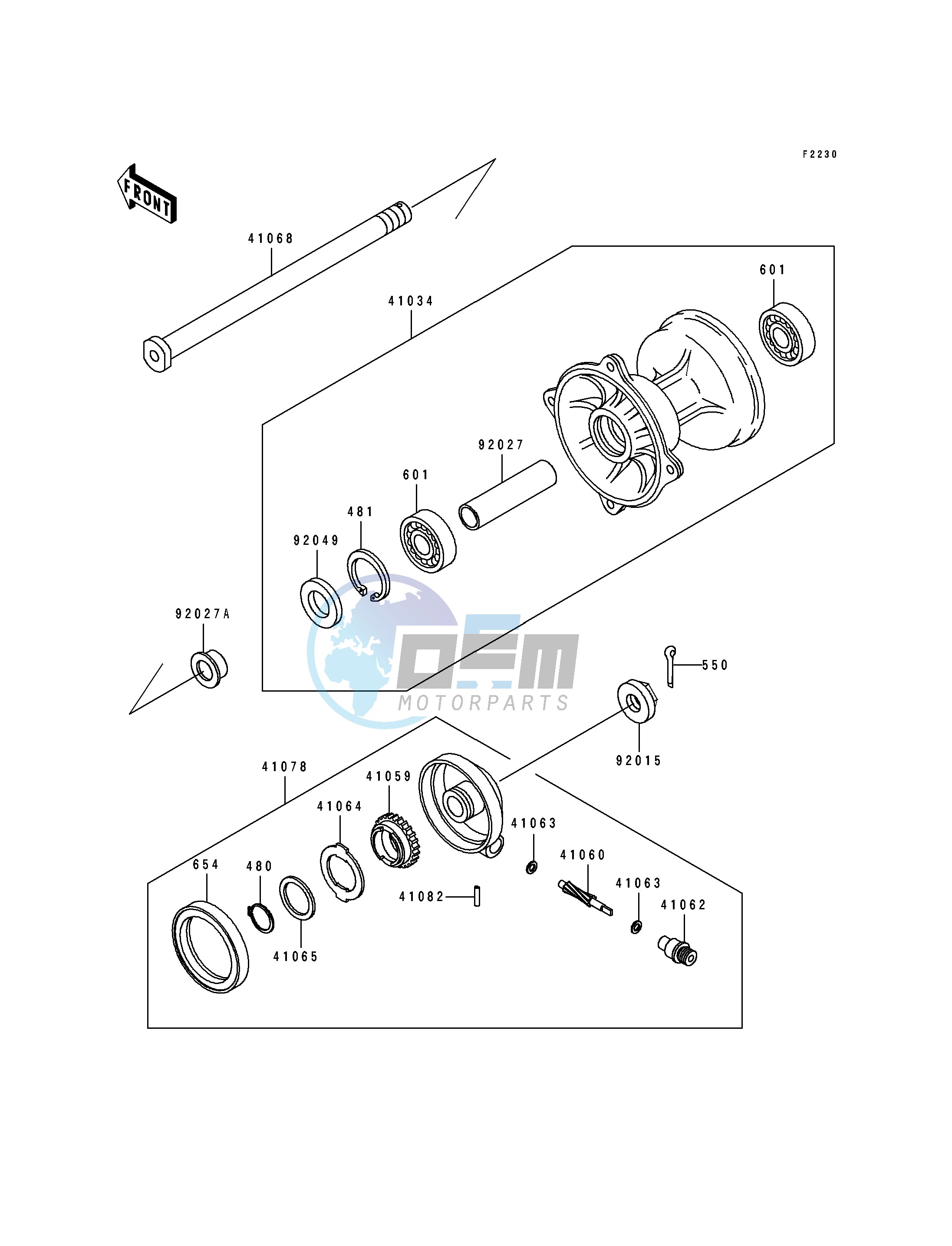 FRONT HUB-- KDX250-D1- -