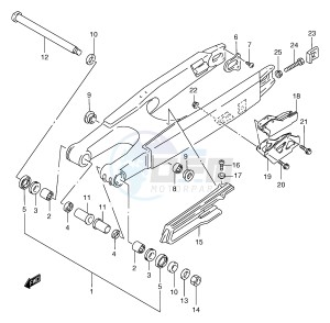 RM250 (E3-E28) drawing REAR SWINGING ARM (MODEL X)