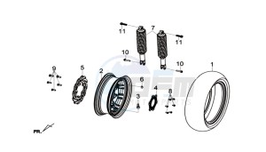 GTS 300i drawing REAR WHEEL / REAR SUSPENSION