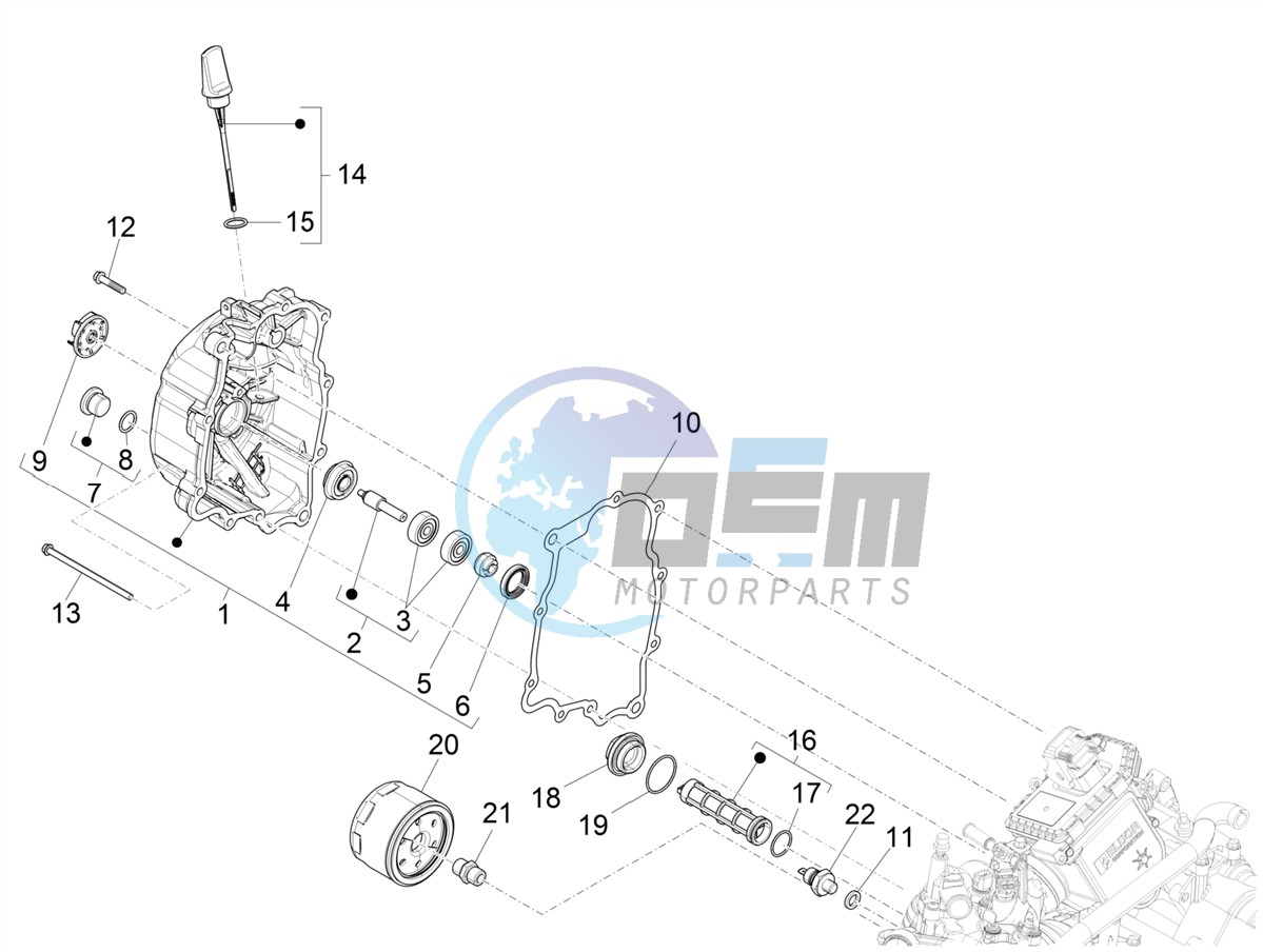 Flywheel magneto cover - Oil filter