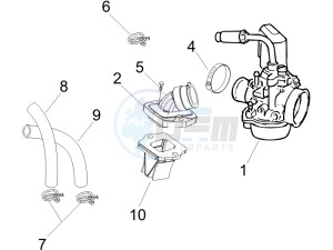 Runner 50 SP 2012 in fiche drawing Carburettor, assembly - Union pipe