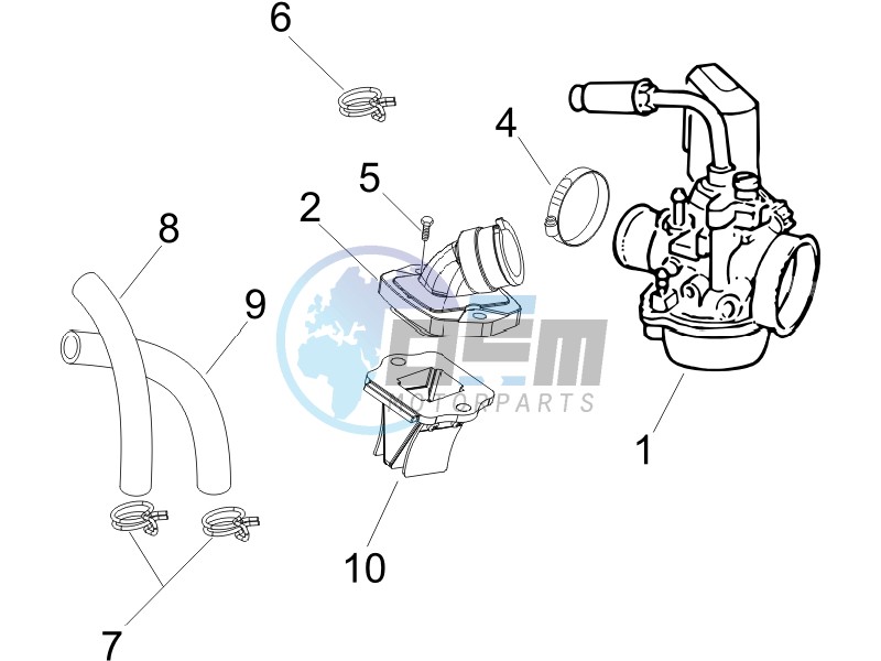 Carburettor, assembly - Union pipe