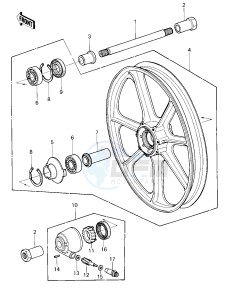 KZ 750 E (E1) drawing FRONT WHEEL_HUB -- 80 KZY 50-E1- -