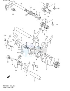 RM125 (E2) drawing GEAR SHIFTING