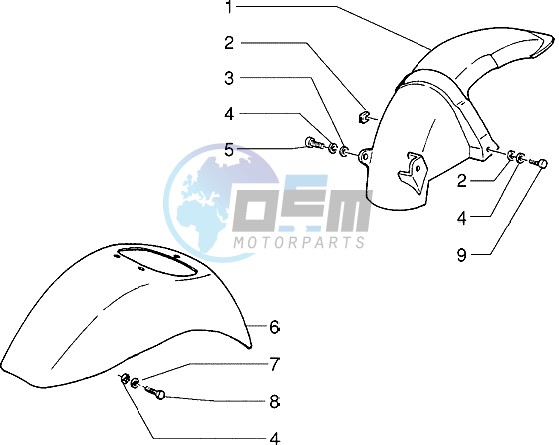 Front and rear mudguard