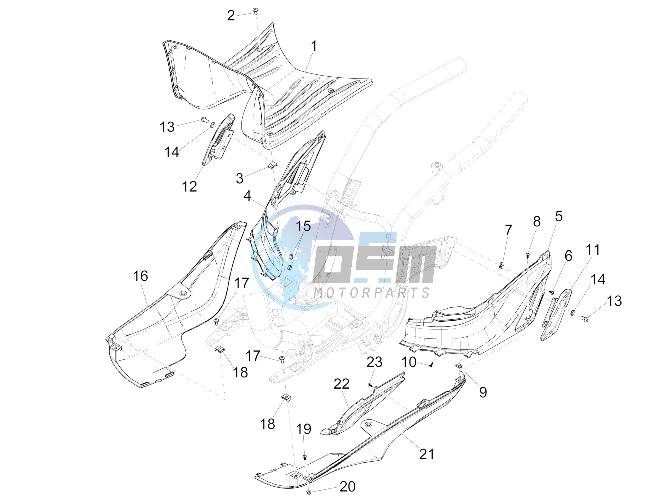 Central cover - Footrests