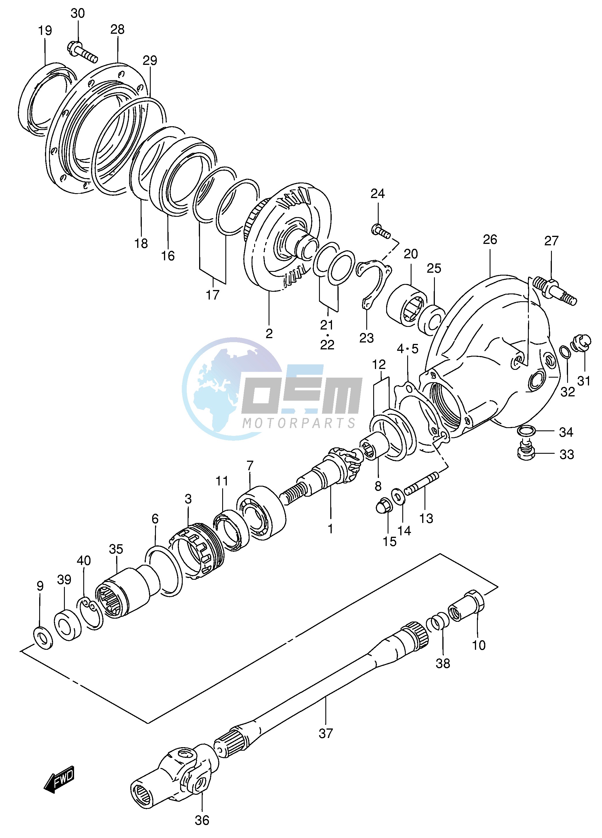 PROPELLER SHAFT - FINAL DRIVE GEAR