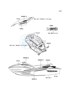 JET SKI ULTRA 300X JT1500HBF EU drawing Decals(L.Green)