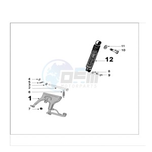 KISBEE U A drawing REAR SHOCK AND STAND