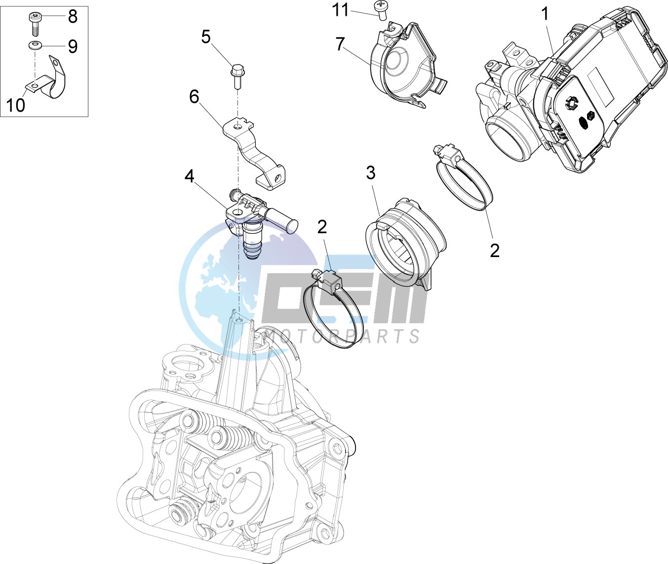 Throttle body - Injector - Union pipe