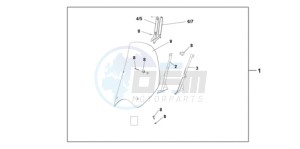 SH1259 E / 3E drawing HIGH WINDSCREEN (WITHOUT KNUCKLE VISORS)