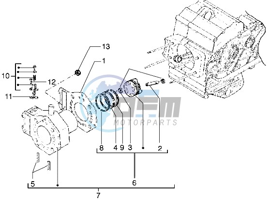 Cylinder-piston-wrist pin assy