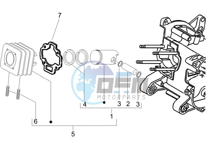 Cylinder-piston-wrist pin unit