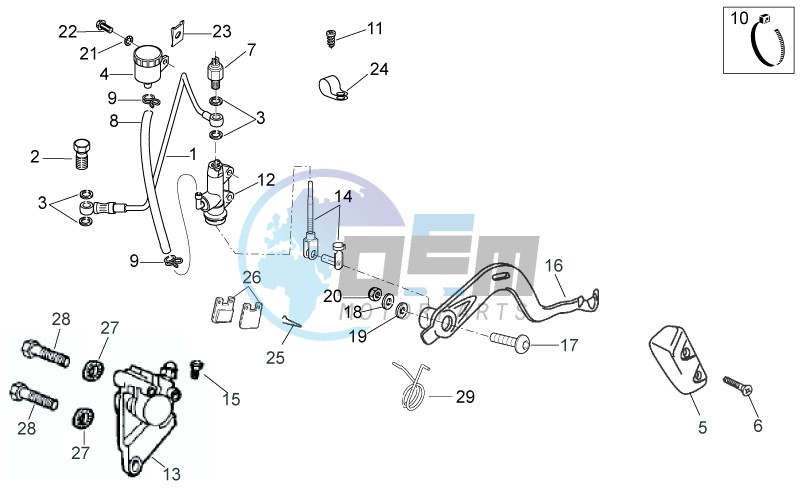 Rear master brake cylinder