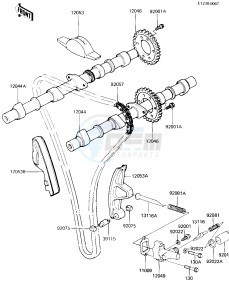 ZX 750 E [GPZ 750 TURBO] (E1-E2) [GPZ 750 TURBO] drawing CAMSHAFTS_CHAIN_TENSIONER