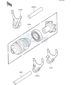 KX 500 B [KX500] (B1) [KX500] drawing GEAR CHANGE DRUM & FORKS