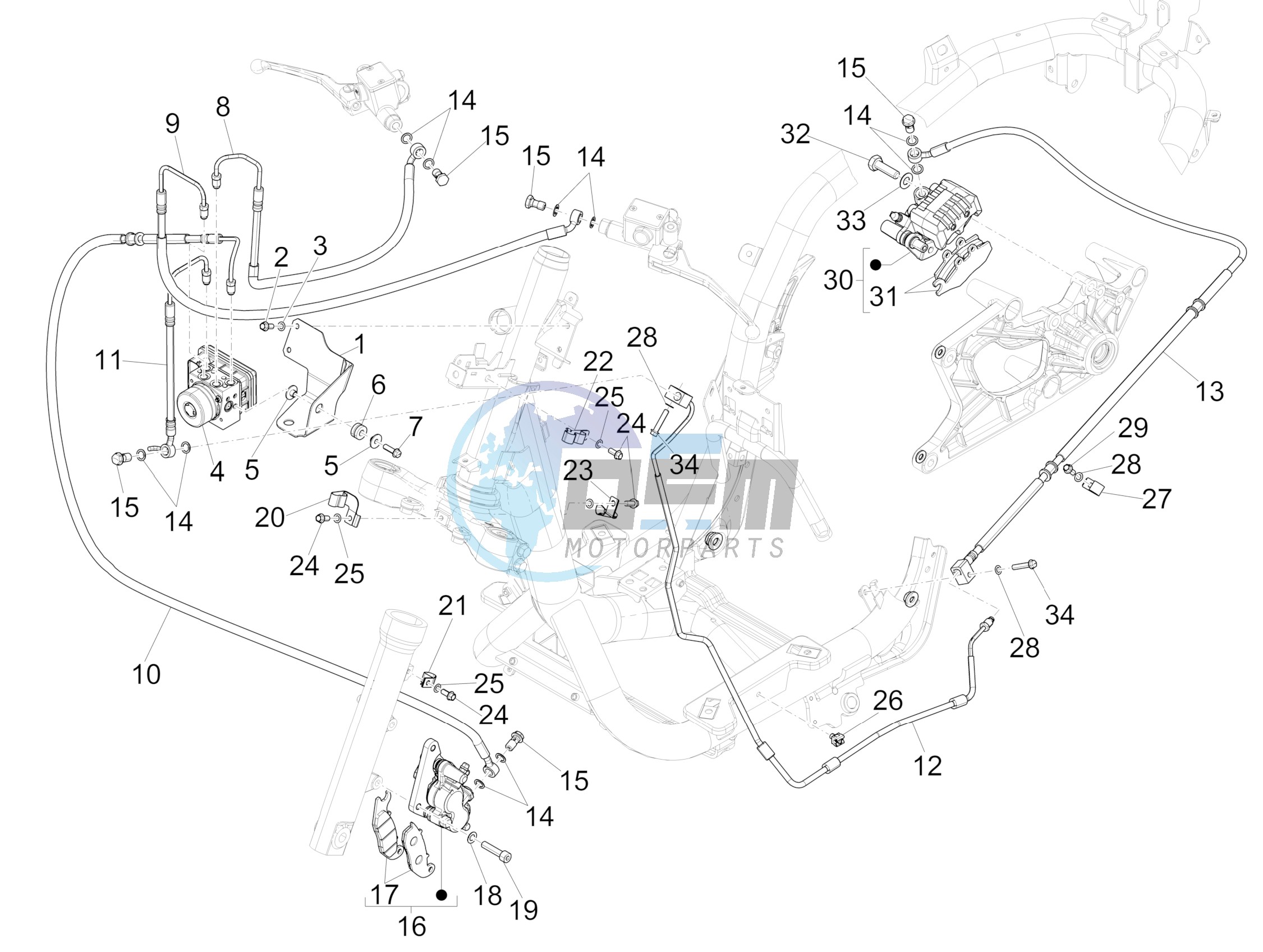 Brakes pipes - Calipers (ABS)