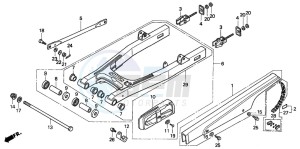 CB250 drawing REAR SWINGARM/CHAIN CASE