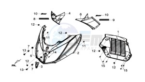 JOYMAX 125 drawing FR PLATE / INDICATORS / INNER LEG SHIELD