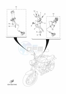 XSR700 MTM690-U (BJW1) drawing HANDLE SWITCH & LEVER