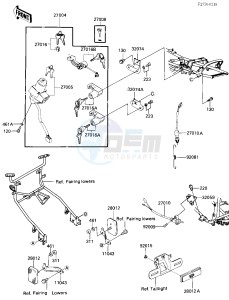 ZX 750 E [GPZ 750 TURBO] (E1-E2) [GPZ 750 TURBO] drawing IGNITION SWITCH_LOCKS_REFLECTORS