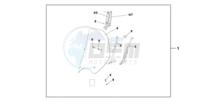 SH1259 France - (F / CMF 2F) drawing HIGH WINDSCREEN (WITHOUT KNUCKLE VISORS)