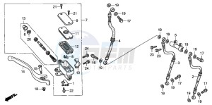 CB750F2 SEVEN FIFTY drawing FR. BRAKE MASTER CYLINDER (CB750F2)