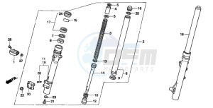 FX650 drawing FRONT FORK