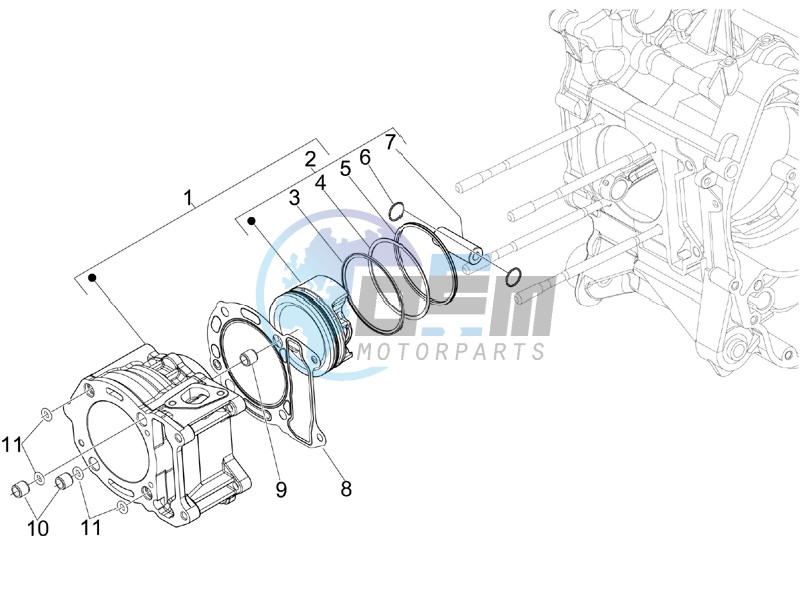 Cylinder-piston-wrist pin unit