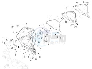 Liberty 150 iGET 4T 3V ie ABS (NAFTA) drawing Front glove-box - Knee-guard panel