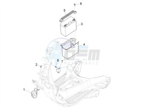 SPRINT 50 4T-3V E2 NOABS (NAFTA) drawing Remote control switches - Battery - Horn