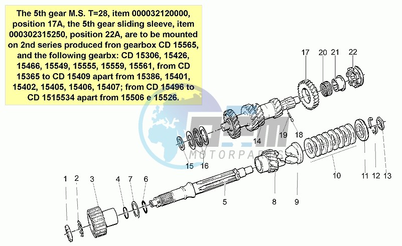 Primary gear shaft