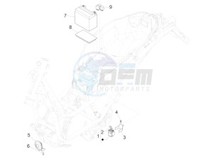 Beverly 350 4T ST ie ABS E4 300 (EMEA) drawing Remote control switches - Battery - Horn