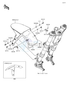 Z1000SX ZX1000WHF XX (EU ME A(FRICA) drawing Front Fender(s)