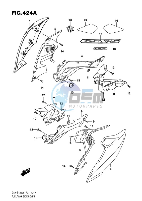 FUEL TANK SIDE COVER (GSX-S125MLL8 E21)