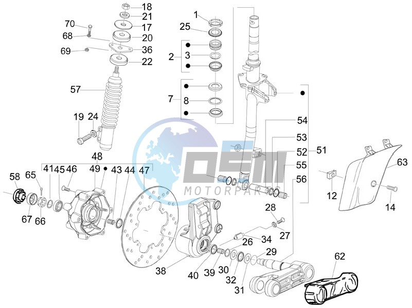 Fork - steering tube - Steering bearing unit